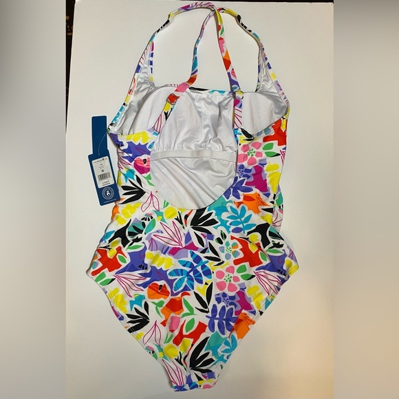 NWT Caribbean Joe Shirred One Piece Swim Tummy Control Adjustable Strap Bathing - Picture 3 of 8